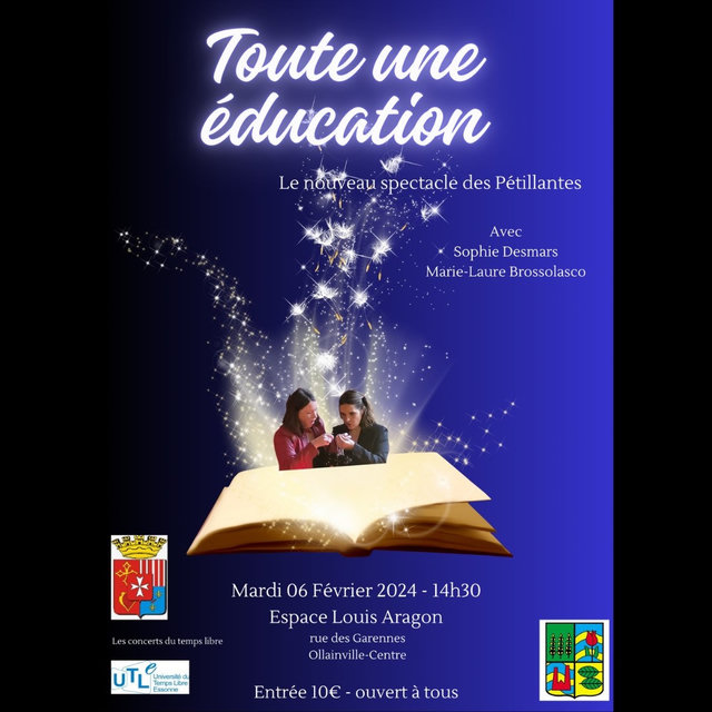 Affiche de « Toute une éducation », spectacle des Pétillantes, Espace Louis Aragon d'Ollainville, 6 février 2024